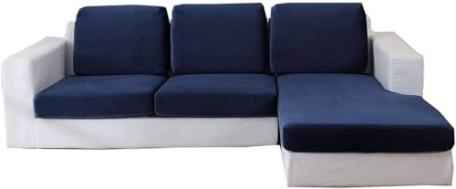 YUMEIGE Upgraded Couch Covers - Velvet 1 2 3 Seat Cushion Cover for L-Shaped Sofa Chaise Longue, Stretch Sofa Slipcover Soft Cozy Sofa Cover for Loveseat Chair(Navy,Backrest)
