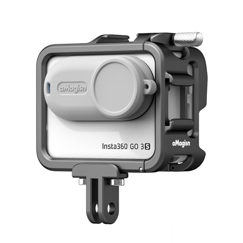 Image of Aluminum Frame Cage with Lens Silicone Case for Insta360 GO 3S /GO 3,Metal Protective Durable Housing Case with Cold Shoe Mount(Model Number4)