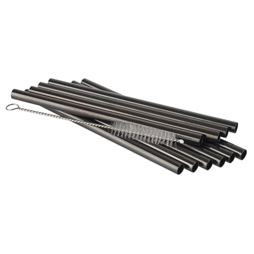 Buddy´s Bar - Reusable straws, 6 straws in a set + cleaning brush, dishwasher safe, environmentally friendly, sustainable & plastic free, 15 cm length, gunmetal look Buddy´s Bar - Reusable straws, 6 straws in a set + cleaning brush, dishwasher safe, environmentally friendly, sustainable & plastic free, 15 cm length, gunmetal look