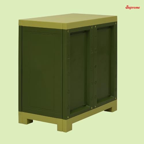 Image of Supreme chairs Fusion-01 Plastic Storage Cabinet | Compact & Multipurpose Storage Solution | Waterproof, Durable & Lightweight | Ideal for Home, Office & Garage | Green and Yellow