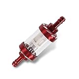 Downhill 1 PC Car Fuel Filter, In-line Fuel Filter, Alloy Rust-Proof and Durable Efficient Filter Oil Cup, Engine Protection Oil Filtering Cup Modified Replacement, for Motorcycles ATVs Scooters (Red)