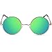 Vintage Round Sunglasses with Polarized Mirrored Lenses for Retro Women and Men (Green-blue Mirrored, 46mm lens width)