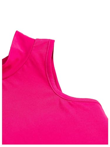 Image of GORGLITTER Girl's 2 Piece Outfit Mock Neck Tank Crop Top and Graphic Colorful Print Wide Leg Pants Set Pink 8Y