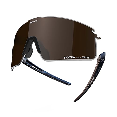 Powster Sports Cycling Sunglasses for Men and Women Interchangeable Six coated lenses UV 400 TR90 Protection Sunglasses Small PhaSmallBlackBlack