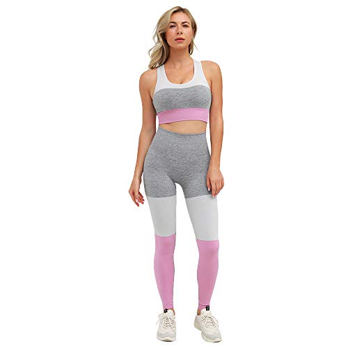 bbmee Colorblocked Workout Set Women Training Tracksuits Exercise Clothing 2 Piece Fitness Yoga