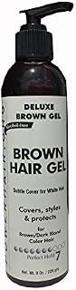 POWERHAIR Hair Gel, Subtle cover for gray hair, alcohol free, perfect hold, 8 Fl oz.(Black/Red/Brown) (BROWN for Dark Blonde)