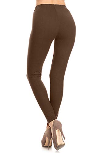 Image of Leggings Depot Women's High Waist Leggings Soft 1 inch Waistband Solid Pants - Regular, Plus, 1X3X, 3X5X