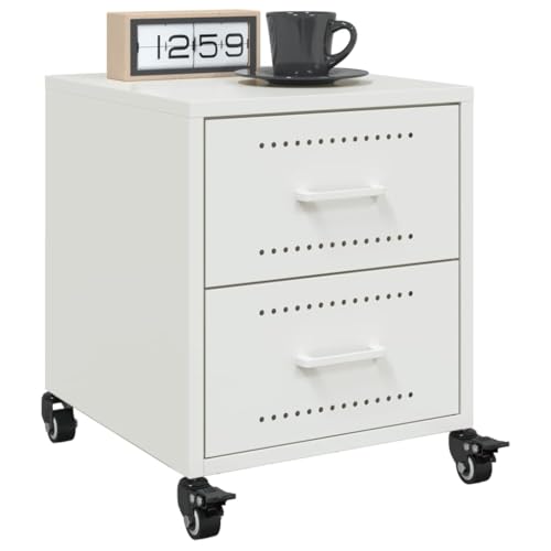 Table de chevet mobile 2 tiroirs petite commode de nuit blanche 36cm
