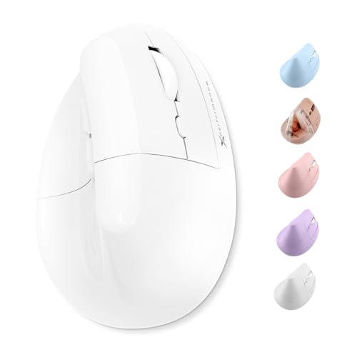 X9 Performance Wireless Vertical Ergonomic Mouse - (BT + 2.4Ghz) - Click in Comfort - Up to 4000 DPI 6 Button Rechargeable - Bluetooth Ergonomic Vertical Mouse Wireless - for Mac and PC - White