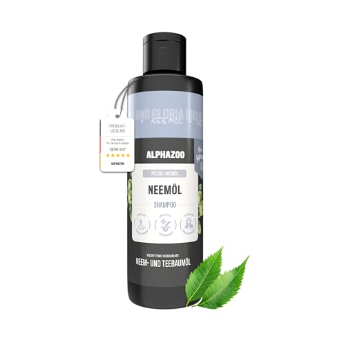 alphazoo Neemöl Hundeshampoo 250 ml – Milde Fellpflege mit Neem- & Teebaumöl – Für empfindliche Hundehaut & glänzendes Fell – Vegan & Ohne Silikone