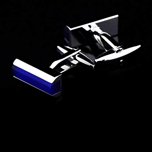 Mancuernillas clásicas largas azules plateadas para hombre miniatura 3