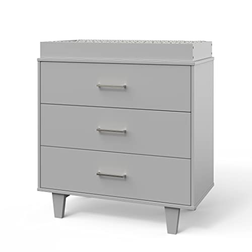 Image of Child Craft Tremont 3 Drawer Dresser with Changing Topper for Nursery or Bedroom, Plenty of Storage, Anti-Tip Kit Included to Prevent Tipping, Non-Toxic, Baby Safe Finish (Gentle Gray)