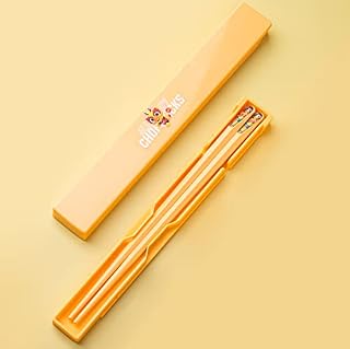 Portable Chopsticks Flatware Set, 1 Pair Portable Chopsticks with Case, Reusable Pocket Utensils for Picnic, Camping and Travel, Chinese Style, Cute Lion Pattern Design