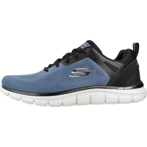 Image of Skechers Men's Track BroaderTrainers, Blue Mesh Pu Black Trim, 9 US