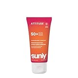 ATTITUDE Mineral Sunscreen SPF 50, Broad Spectrum Zinc Oxide, EWG Verified, Mineral-Based, Non-Nano, Lightweight Cream, Vegan, Sun-Kissed Vanilla Scent, 80 grams