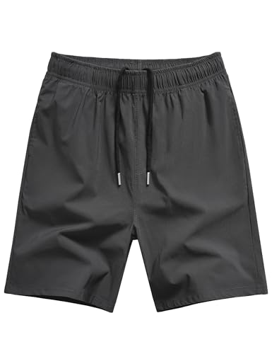 Image of KEREDA Boys Shorts Quick-Dry Kids Cycling Breathable PE Sports School Short with Pockets Elasticated Waistband Drawstring for Summer Running Football Outdoor Indoor Grey 7-8 Years