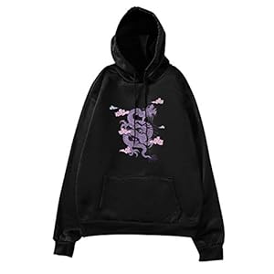 Trui met capuchon voor dames, lange mouwen, sweatshirt met capuchon, zakken, casual hoodie, pullover, draak, bedrukt…