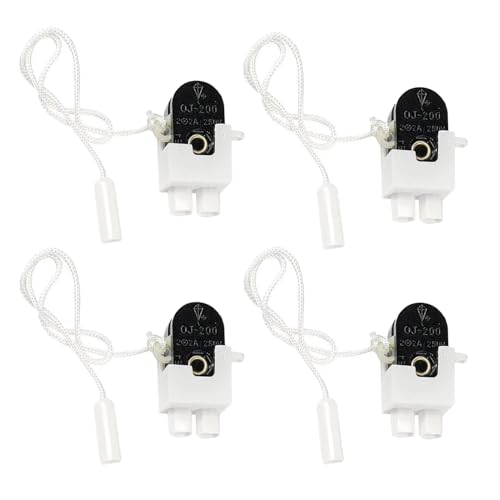SIXHAOBU 4 Pièces Interrupteur à Tirette, Interrupteur Tirette Corde 2X2 A 250 V mini interrupteur pour contrôler un éclairage de meuble pour lampes de table lampadaires