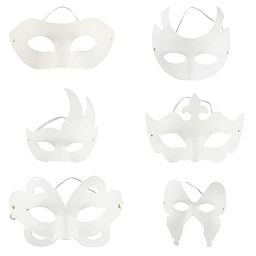 Juvale DIY Maschera - Nero 12-Pack di Mezza Maschera per Il Partito Costume di Halloween, 6 Disegni
