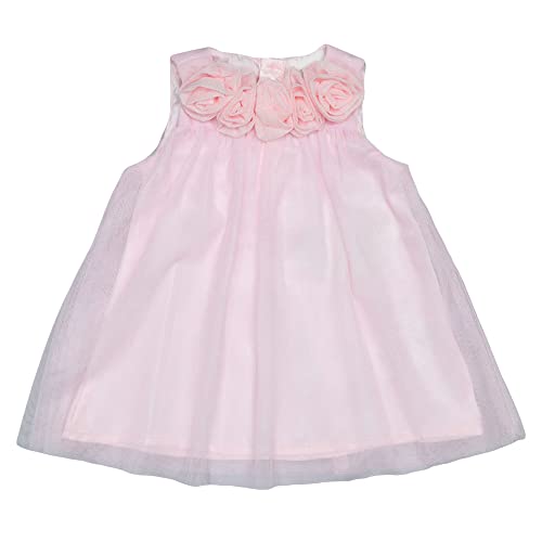 Image of Hopscotch Girls Polyetser Sleeveless Solid Party Dress in Pink Color