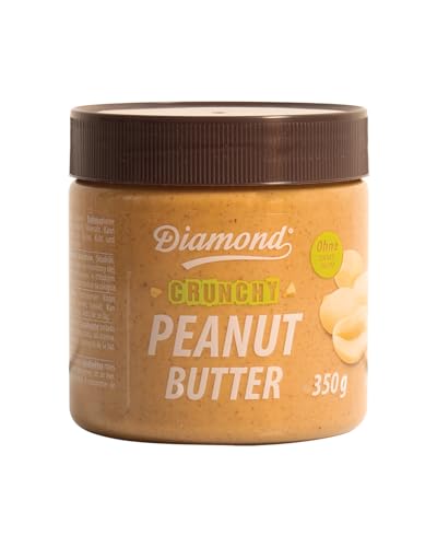 DIAMOND Erdnussbutter crunchy, Peanut Butter aus 91% gerösteten Erdnusskernen, mit Stückchen, im Glas, vegan und glutenfrei - 1 x 350 g