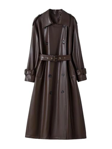 羊革・ベルト付き羊革トレンチコート Sheep Leather Trench Coat with 