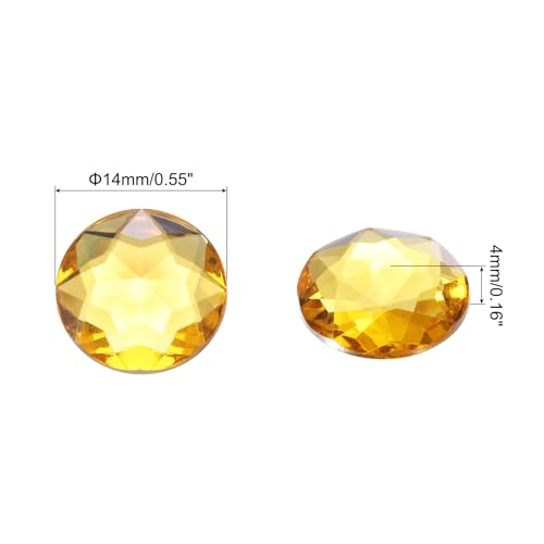 Image of MECCANIXITY Flat Back Round Acrylic Rhinestones,14mm Yellow Flatback Crystal Rhinestones for Crafts Clothes Shoes DIY Decoration Gifts 50Pcs
