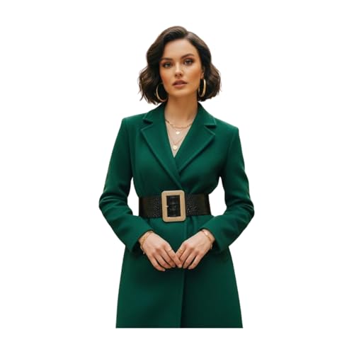 Women’s Wide Black Faux Crocodile Leather Waist Belt – Gold