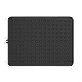 Alfombrilla de silicona antideslizante para secar platos con resistente al calor, diseñada para una colocación segura de vajilla de cocina y secado más rápido (negro)