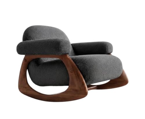 Image of CRAFTCITY Solid Sheesham Wood Relaxing Chair with Ottoman (Dark Grey 2)