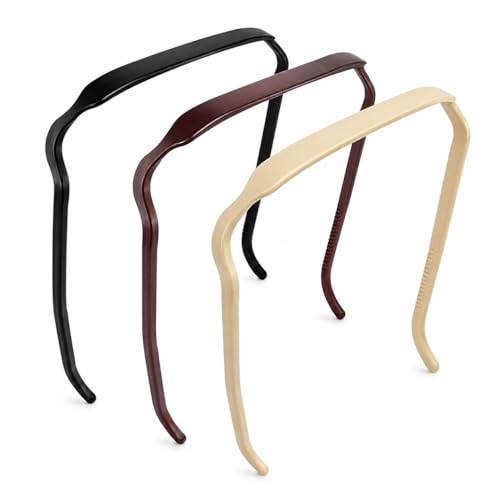 Square Invisible Headband for Curly Thick Hair Mixed Color Large 3 Pack