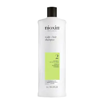 Nioxin System 2 Scalp + Hair Thickening Shampoo for Natural Hair with Progressed Thinning | Cleanse & Boost Hair Density with Niacinamide & Biotin