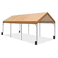 PHI VILLA 10x20 ft Heavy Duty Carport Car Canopy Garage Boat Shelter Party Tent?ith 4 Sand Bag?,Beige