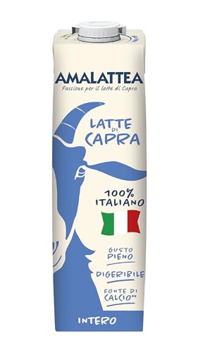 Latte di Capra Intero Amalattea, 1 Litro, Gusto Pieno, Digeribili, Fonte di Calcio.