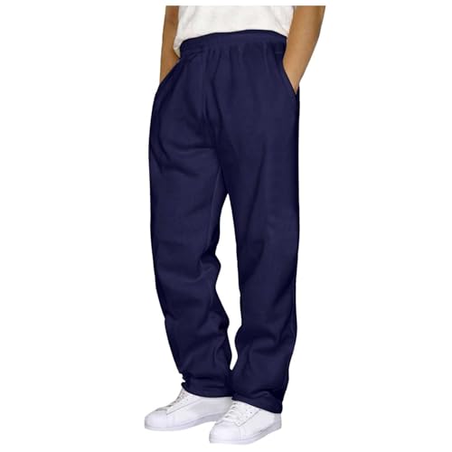 Baggy Sweatpants For Men Trendy Comfy Casual Fleece Straight Leg Elastic Waist Athletic Workout Jogger Sweat Pants