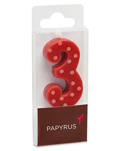 Image of Papyrus Number Birthday Candles Pack, Red Polka Dots (10-Count)
