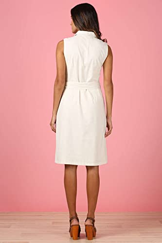 Image of in. fuse by Shoppers Stop Solid Collared Neck Cotton Blend Womens Regular Fit A-Line Dress