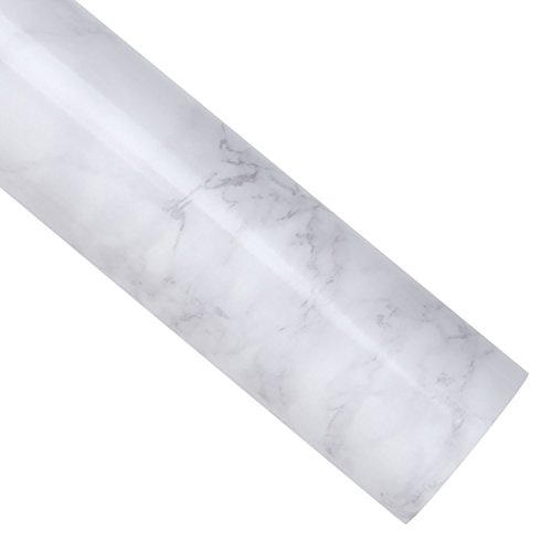 wallstickery Marble Paper for Counter top White Gray Granite Wallpaper Gloss self Adhesive Stone Look Wall Stickers Removable Peel and Stick Kitchen cabinets