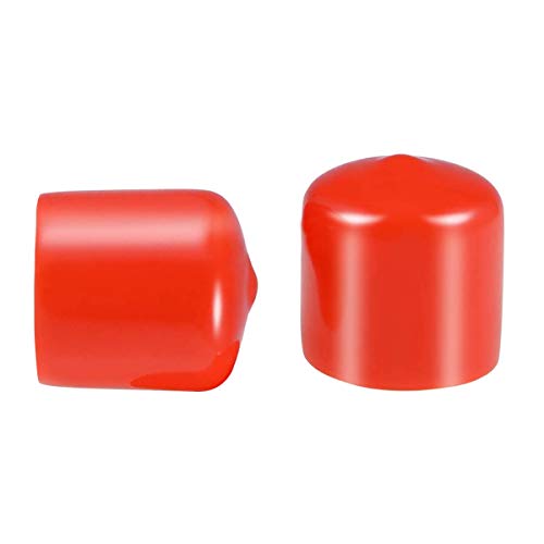 Screw Thread Protectors, PVC Rubber Round Tube Bolt Cap Plastic End Cap Cover Thread Protectors Red, Inner Dia 23mm, 50 Pcs