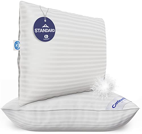 Continental Bedding 100% Cotton Shell Pillow Standard Size Set Of 2 Rds Down Feather Pillows - White Hungarian Goose Down, Luxury Soft Support Medium Sleeping Firmness, 700 Fill Power Pillows #TOP1