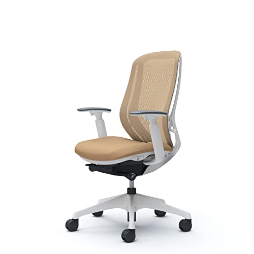 オカムラ オフィスチェア 完成品 組立不要 シルフィ― ハイバック メッシュ アジャストアーム 樹脂脚 ホワイトフレーム デスクチェア C685XW-FMP7 ベージュ