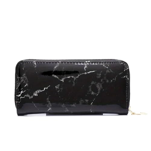 Marble Wallets for Men Women Unisex Fashion Travel Purse Rfid Blocking Clutch PU Leather Clips Cash,Phone,Card,ID Holder Zip Around Wallet (black)