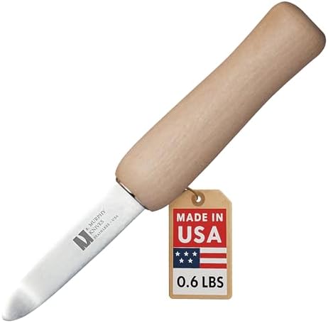 R Murphy/Ramelson New Haven Oyster Shucking Knife, Shucker Tool Opener, Curved Bent Tip, Wood Handle, Stainless Steel Blade, Made in USA, Regular