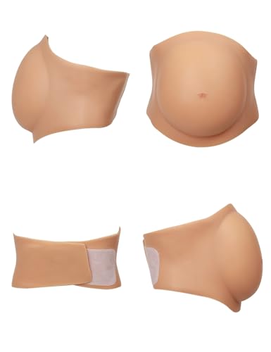 KOIKOIKOI Fake Pregnant Belly 7-9 Months Silicone Pregnancy Belly Realistic Baby Bump Prank Props Actor Performance Cosplay (Tan, 7-9 Month)