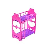 1pc Doll House Meubles Double Lit Frame Plastique Lit Superposé Bunk Bedroom Furniture Lit Ensemble Pour Kelly Doll Dolls Dollshouse Pink and Purple 3,5 Pouces, Dolls House Furniture,