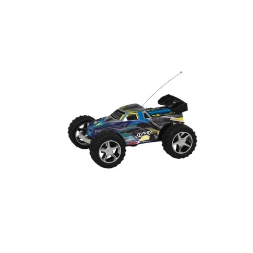 JAMARA 403651 – MRT-S2 Truck 1:43 27 Mhz blå – steglöst justerbar hastighet, turbofunktion, 5 hastighetsinställningar, stark elmotor, lipo-batteri, fjädrat chassi, gummidäck, 20 pyloner