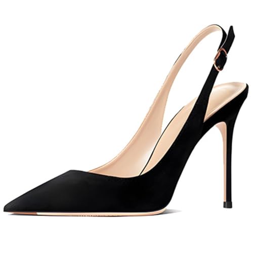 Escarpins bout pointu femme avec bride arrière réglable et talon aiguille 10cm