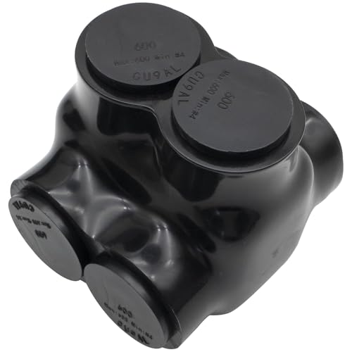 4AWG-600Kcmil Insulated 2 Port Inline Splice Connector Black Wire Connectors,Allen Hex 3/8" Insulated Cable Connectors Pre-Loaded Oxide Inhibitors,UL Listed(1pcs)