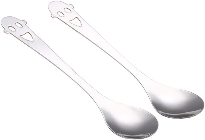 Silverware Flatware Set, 2/8/12/16 Pieces Stainless Steel Spoons With Smiley Faces, Household Eating Spoons, Dessert Spoons, Ice Cream Small Round Spoons (Color : Silver, Size : 8Set-16Pc