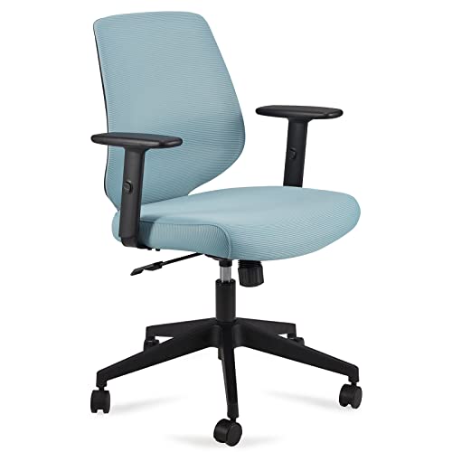 Amazon-Marke: Movian verstellbarer Schreibtischstuhl mit halbhoher Rückenlehne mit gepolstertem Netzmaterial, Armlehnen und Lendenwirbelstütze, 63,5 x 58 x 91 cm, Cyan